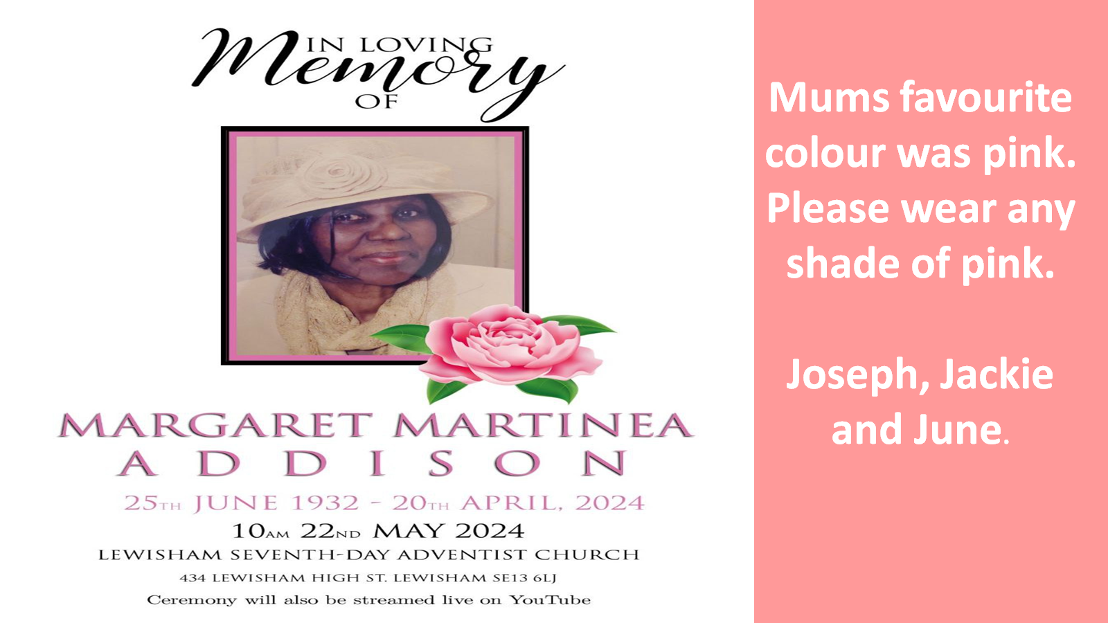 Margaret Martinea Addison Memorial Service