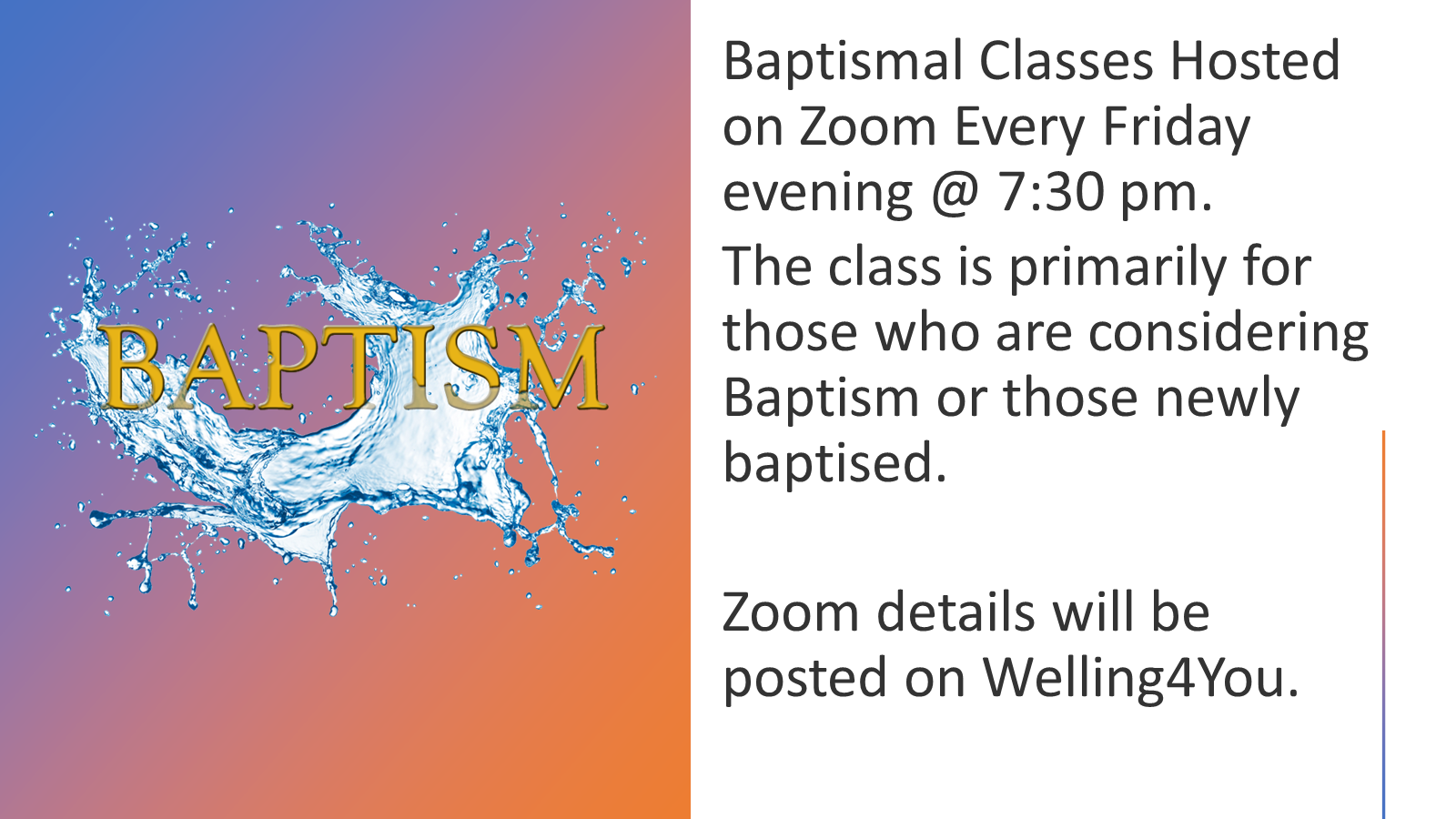 Baptismal Classes