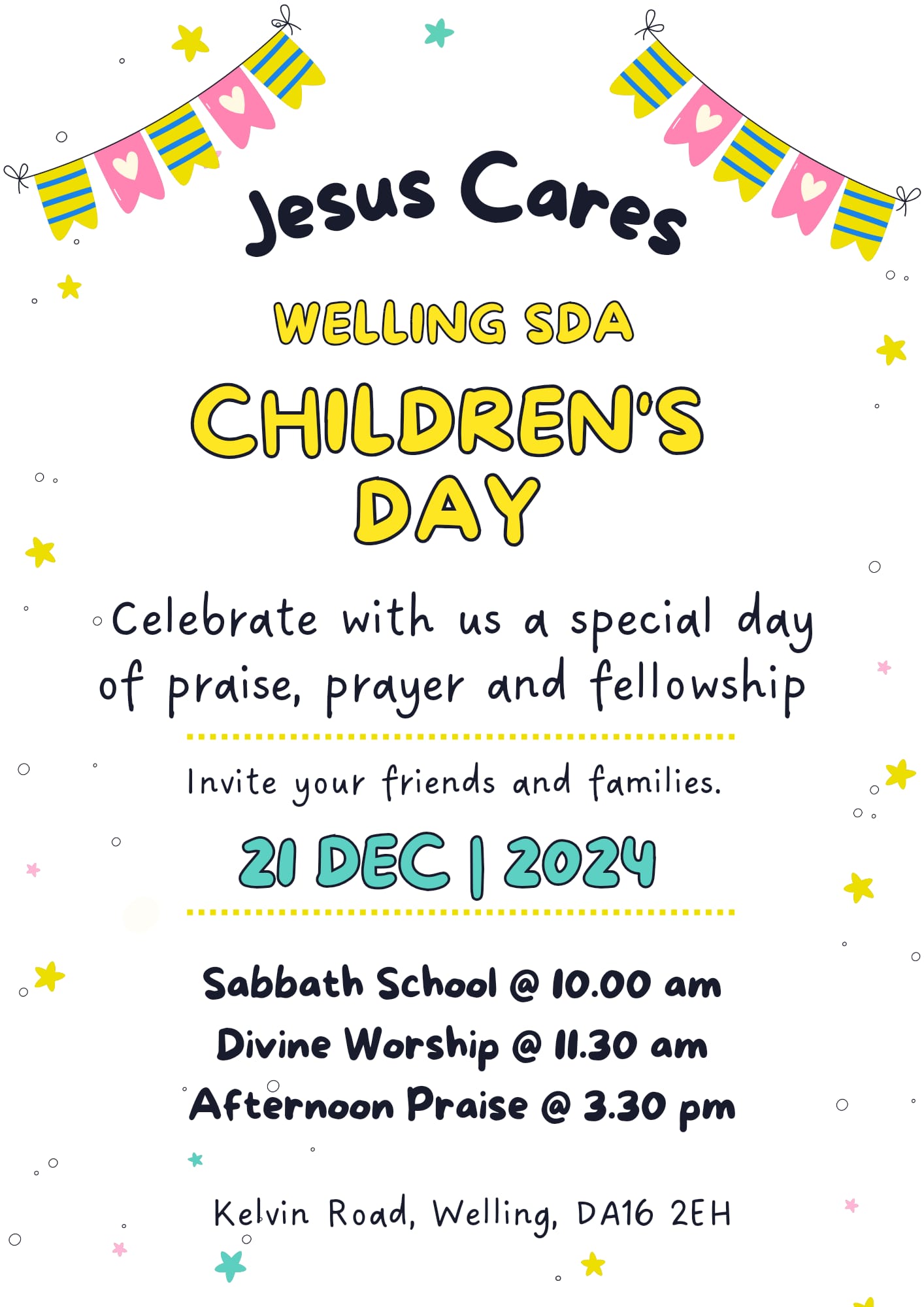 Childrens Day – 21 December 2024 Theme: ‘Jesus Cares’